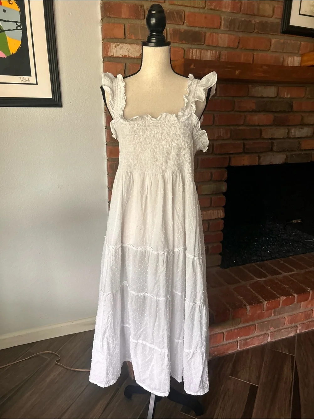 Hill House Home Ellie Nap Dress in White Swiss Dot Sz M - Picture 3 of 10